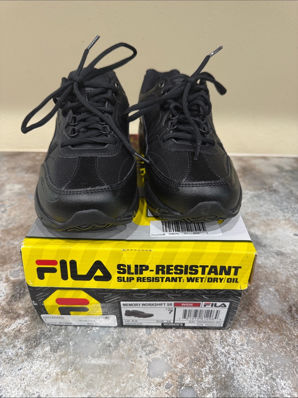 Fila Women's All-Black Slip-Resistant Athletic Sneakers